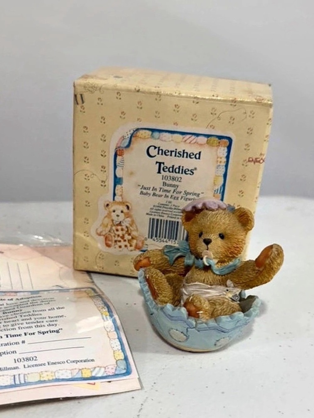 Cherished Teddies Just In Time For Spring Bunny Figurine with Box Easter